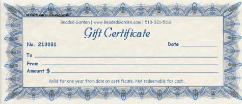 Beaded Garden Gift Certificate