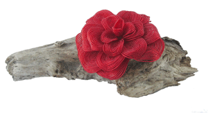 Cabbage Rose Beaded Flower on Driftwood